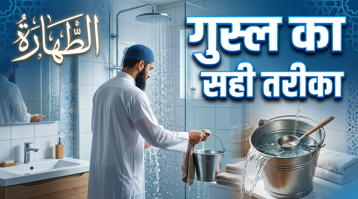 गुस्ल करने का सही तरीका क्या है? | गुस्ल के फ़र्ज़, सुन्नत और ज़रूरी मसाइल|Ghusl Karne Ka Sahi Tarika Kya Hai? | Gusl Ke Farz, Sunnat Aur Zaroori Masail Hindi Mein