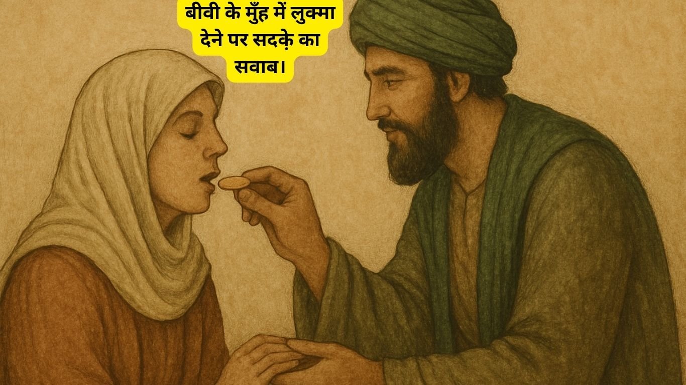 बीवी के मुँह में लुक्मा देने पर सदके़ का सवाब। Biwi ke munh mein lukma dene per sadke ka sawab. 2 Biwi ke munh mein lukma dene per sadke ka sawab.