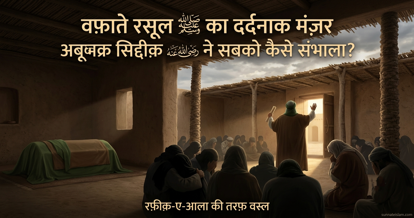 वफ़ाते रसूल ﷺ का वह दर्दनाक मंज़र: जब सहाबा सदमे में थे और अबूबक्र सिद्दीक़ رضي الله عنه ने कुरआन की आयत पढ़कर सबको संभाल लिया| Wafate Rasool ﷺ Ka Woh Dardnaak Manzar: Jab Sahaba Sadme Mein The Aur Abu Bakr Siddiq رضي الله عنه Ne Quran Ki Aayat Padhkar Sabko Sambhal Liya